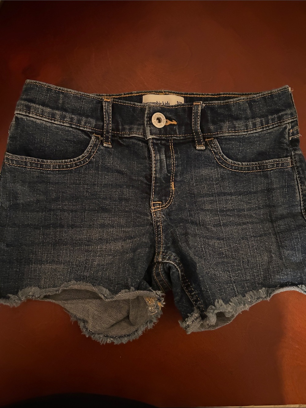 abercrombie kids Indigo Blue Frayed Hem Denim Shorts